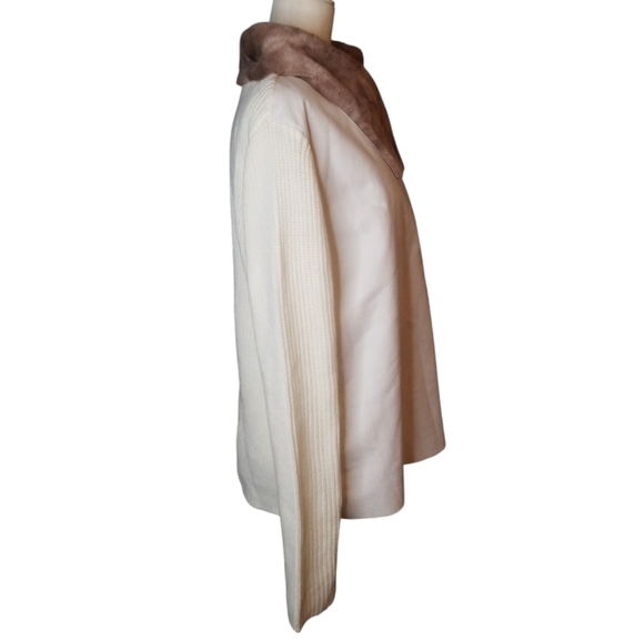 Napa Valley Luxe Sweater Open Front Draped Style Faux Fur and Suede Large - Picture 2 of 8